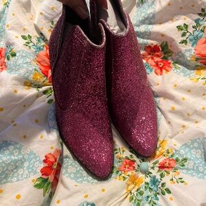 Not Rated Purple Glitter Ankle Booties
